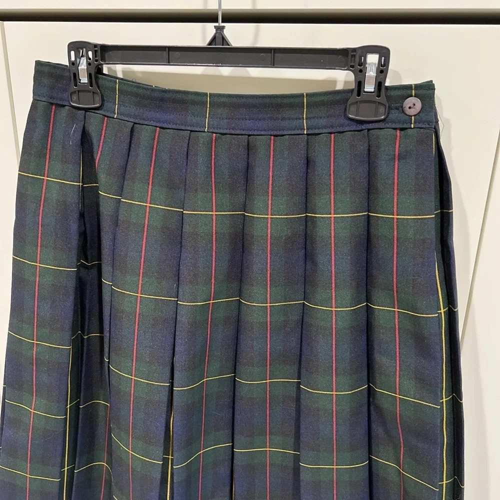 Vtg Dennis Made In USA Women's Size Missy 14 Plaid Skirt Pleated Preppy Academia